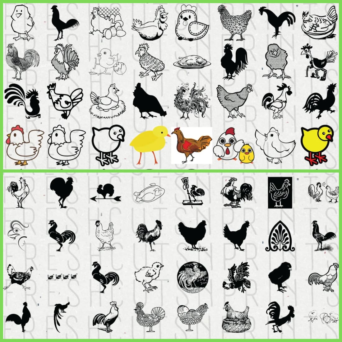 100 chicken svg bundle preview image.