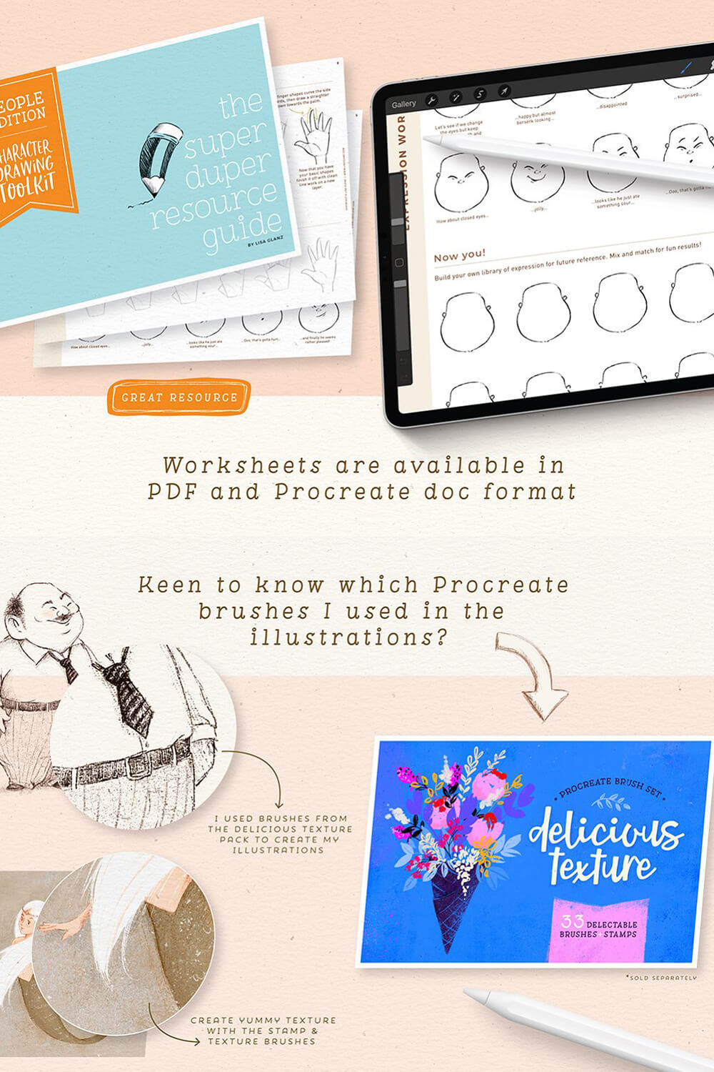 Worksheets are Available in PDF and Procreate Doc Format.