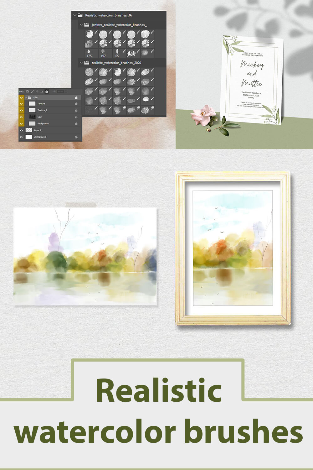 Realistic Watercolor Brushes.