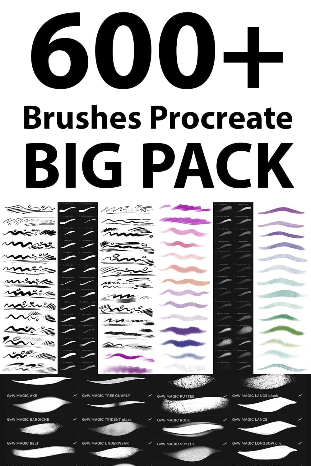 600+ Brushes Procreate - Big Pack Preview.