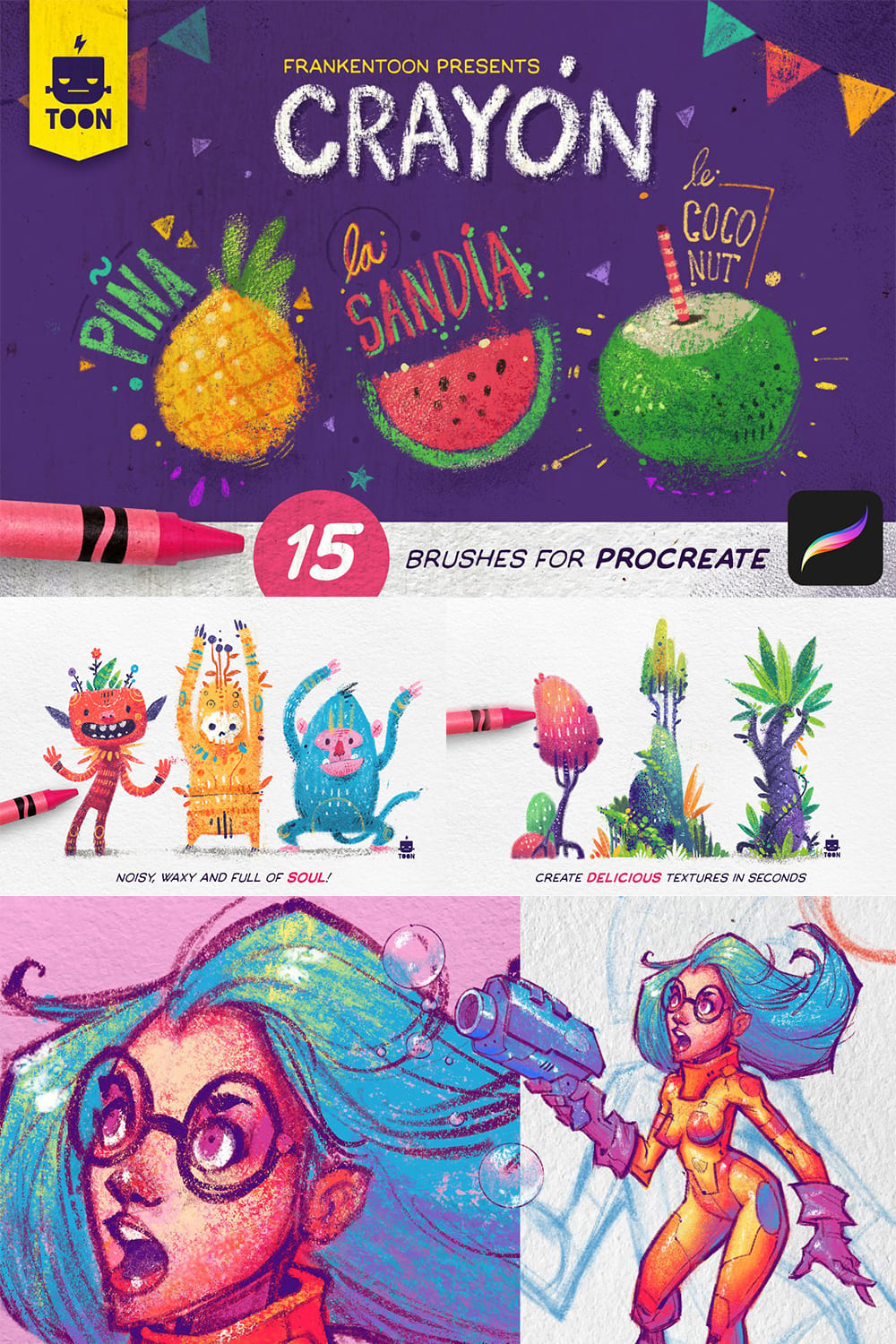 Frankentoon Presents - Crayon Brush Pack Preview.