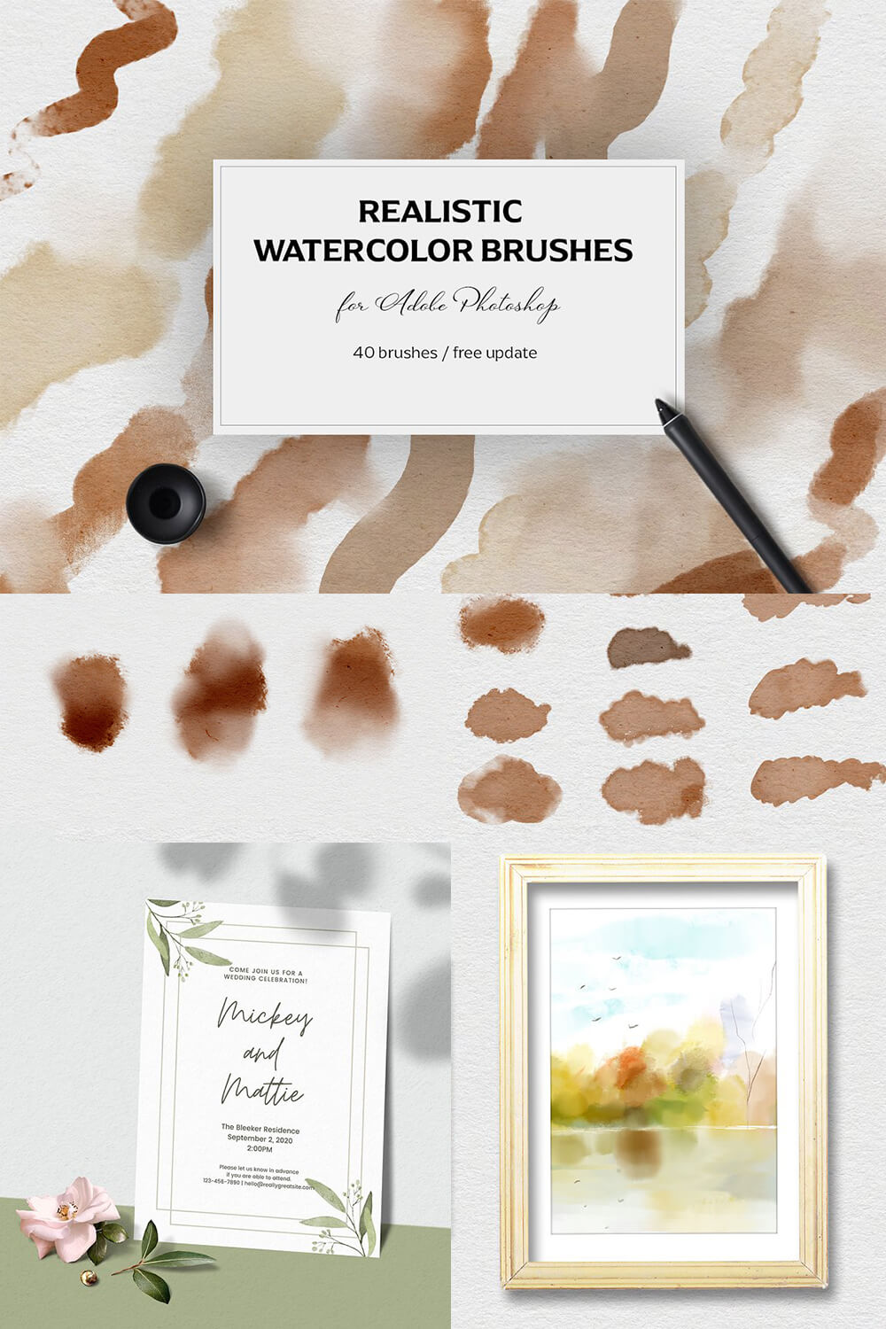 Realistic Watercolor Brushes for Adobe Photoshop.