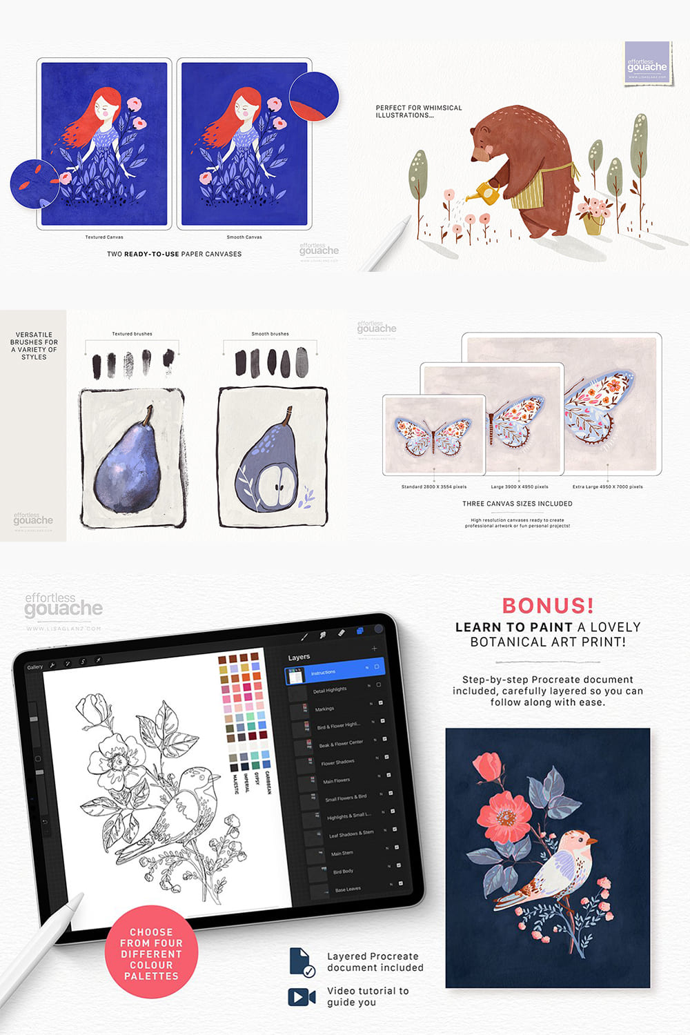 Gouache Brushes For Procreate - Illustrations And Bonus Preview!