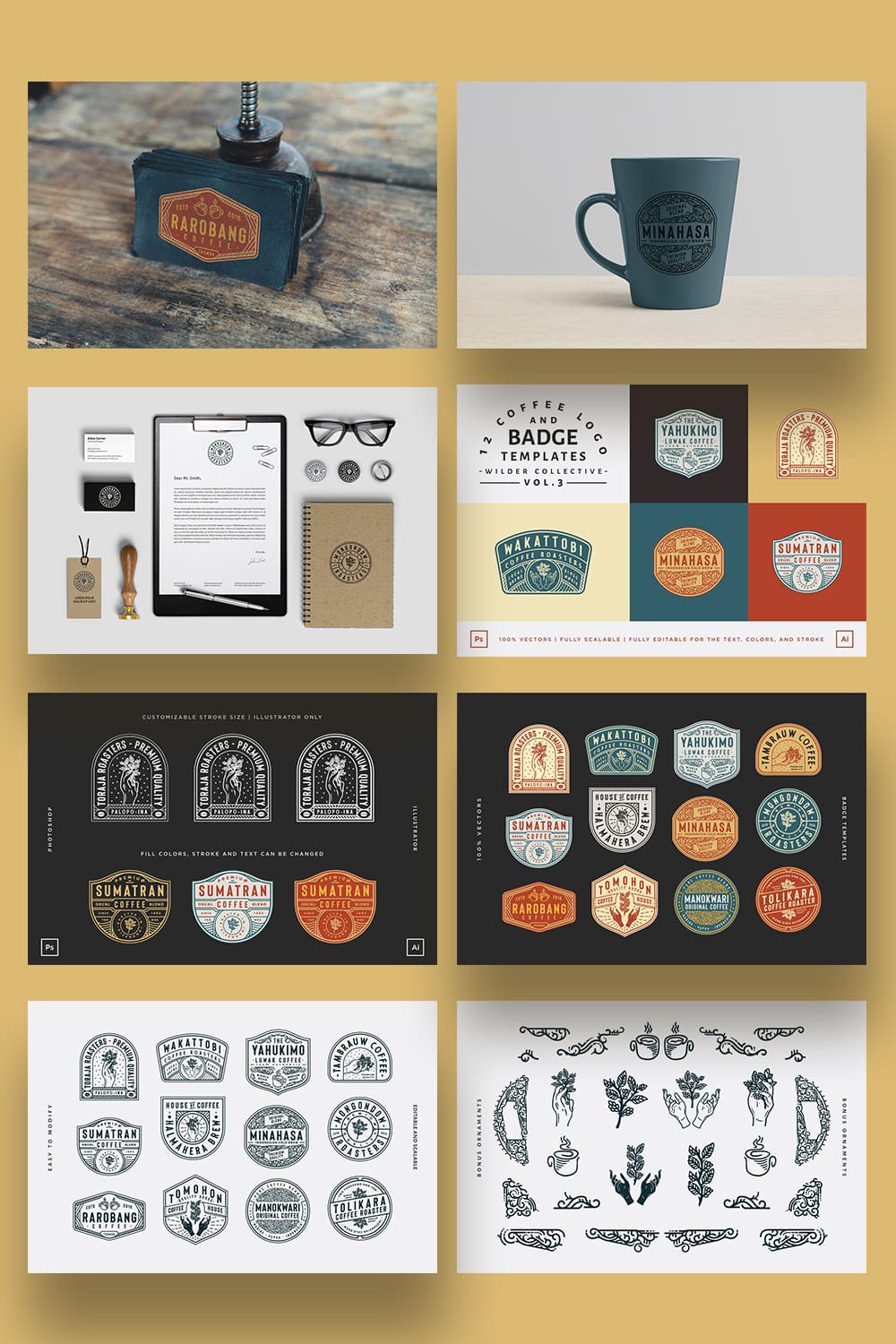 12 coffee logo and badge templates pinterest image.
