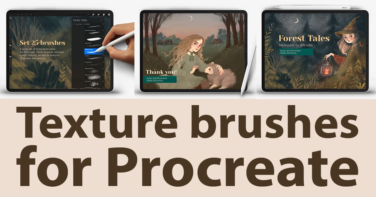 Texture Brushes For Procreate - Forest Tales Preview.