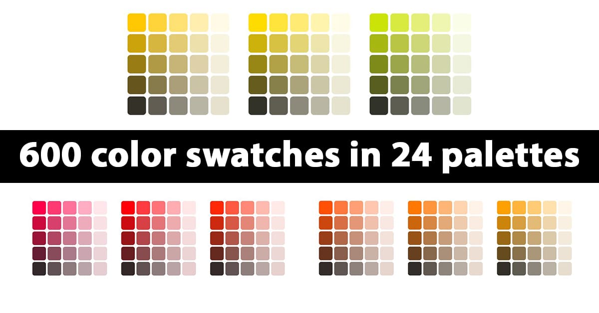 600 Color Swatches In 24 Palettes Preview.