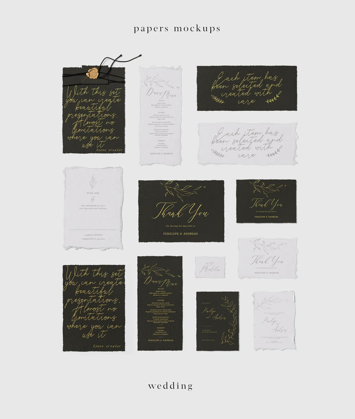 White and Black Papers Mockups Wedding.