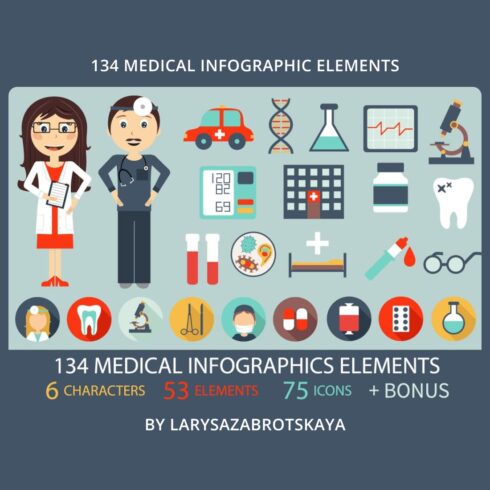 134 medical infographic elements cover image.