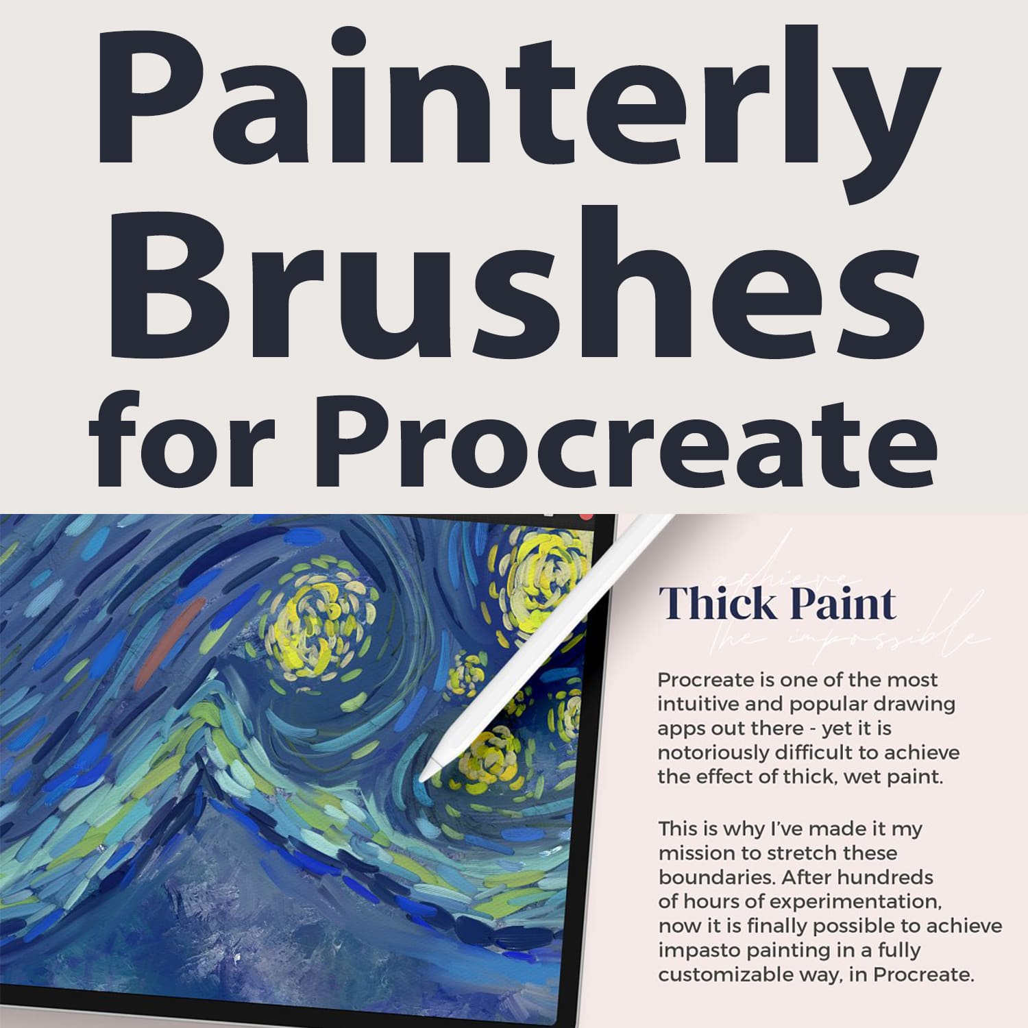 Painterly Brushes For Procreate - Thick Paint Preview.
