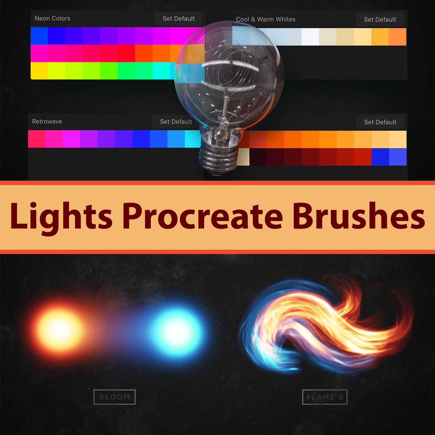 Lights Procreate Brushes - Colors Preview.