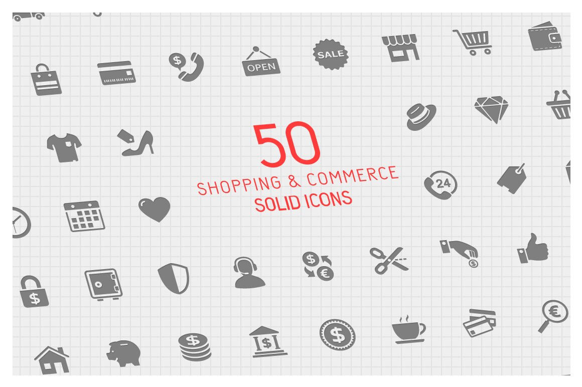 shopping and commerce solid Icons.