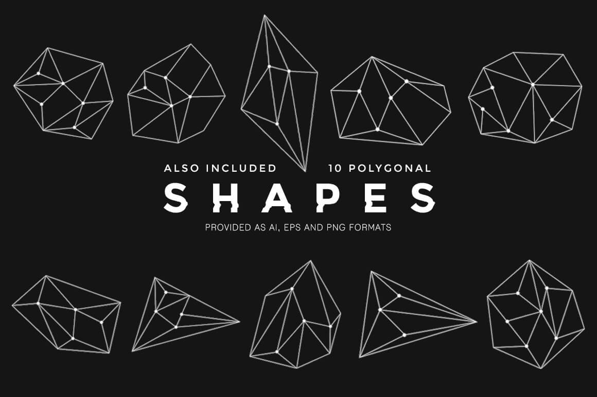 Shapes included 10 polygonal.