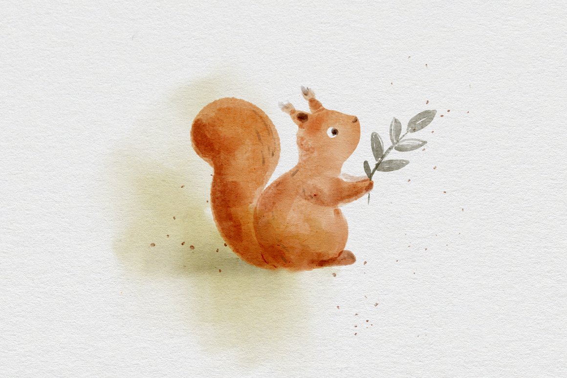 Painted a Red Squirrel with a Branch.