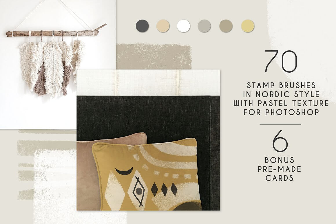 70 stamp brushes in nordic style.