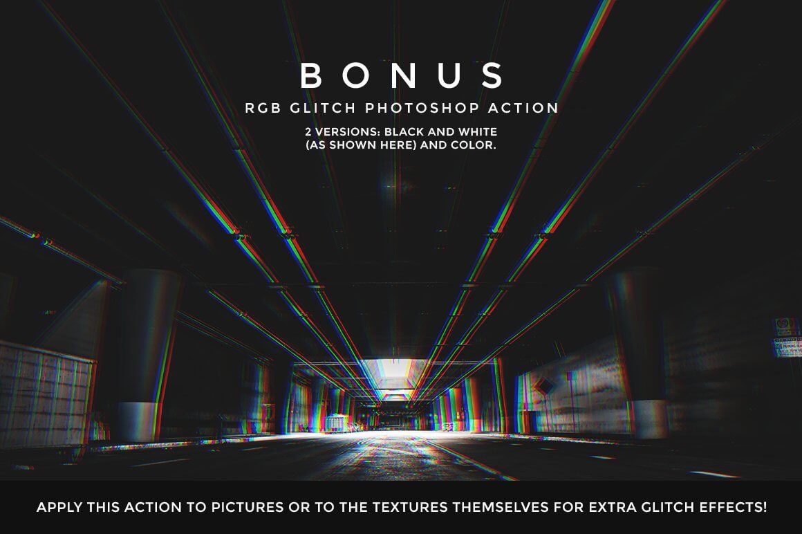 Bonus RGB Glitch Photoshop Action.