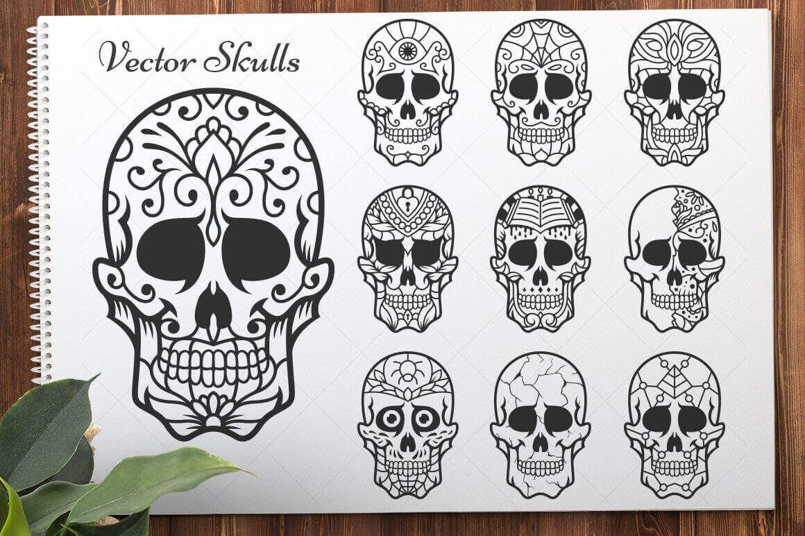 50 Vector Sugar Skulls SVG Bundle – MasterBundles