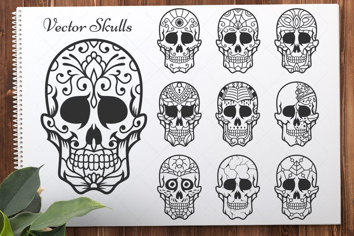 Different patterns of skull stylizations.