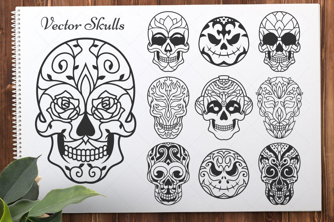 Vector skulls on any subject.