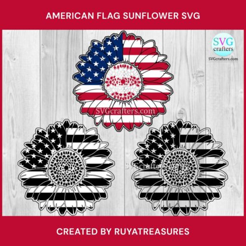 american flag sunflower svg cover image.