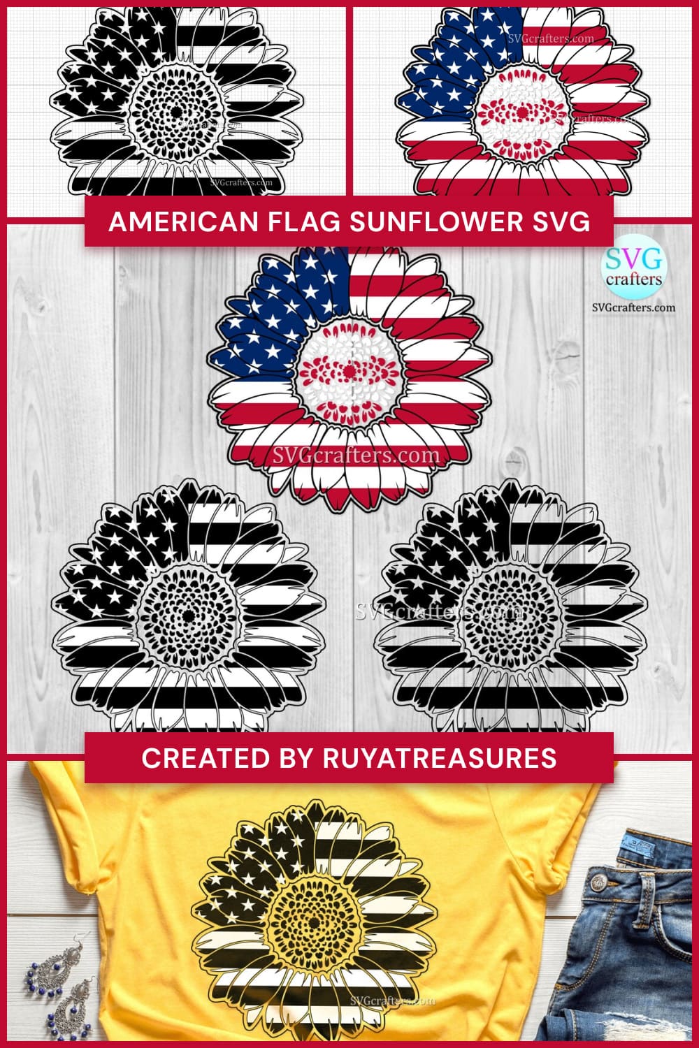 american flag sunflower svg pinterest image.