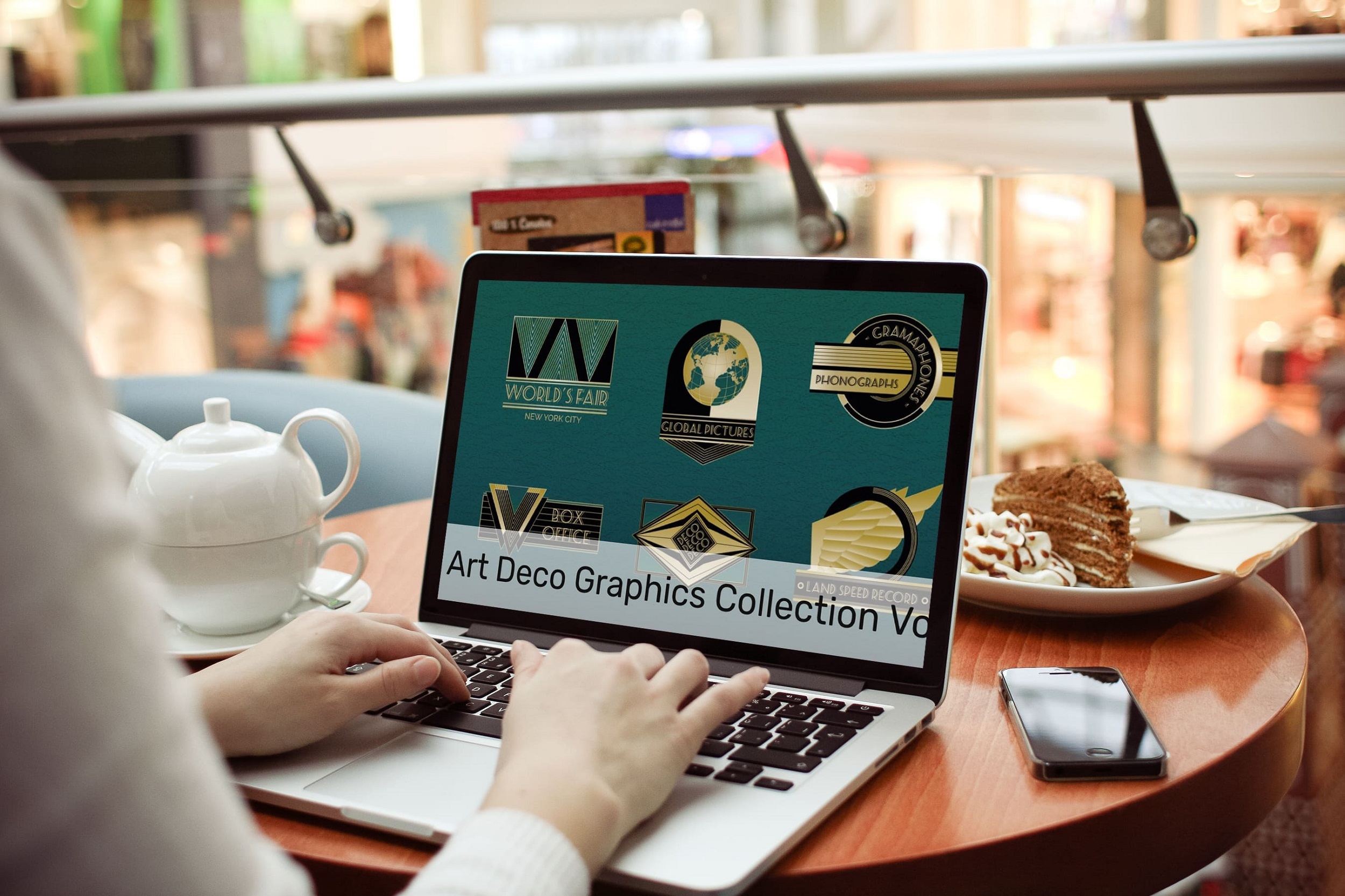 art deco graphics collection vol 2 laptop mockup