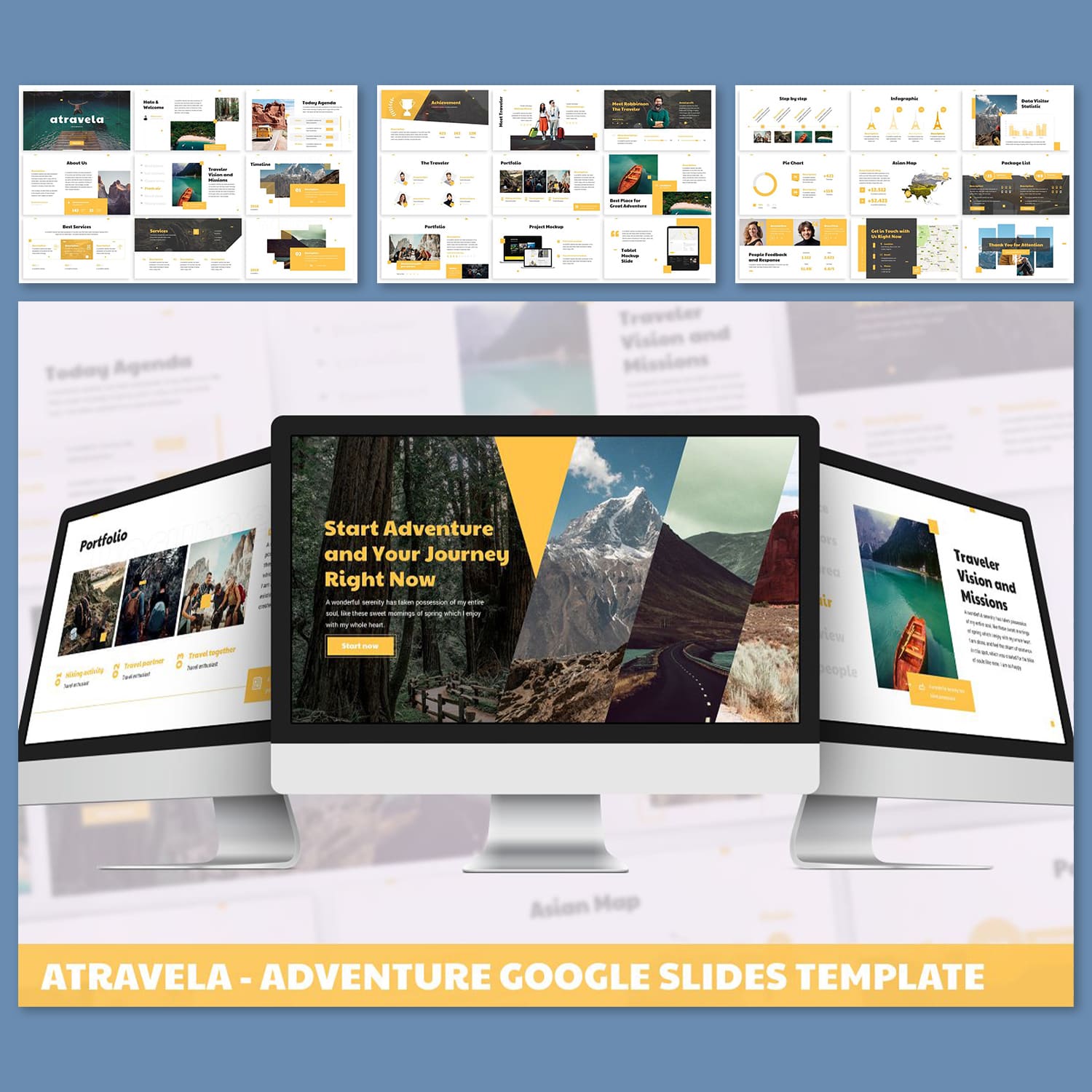 Atravela - Adventure Google Slides Template main cover.