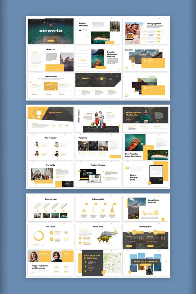 Atravela - Adventure Powerpoint Template Pinterest collage image.