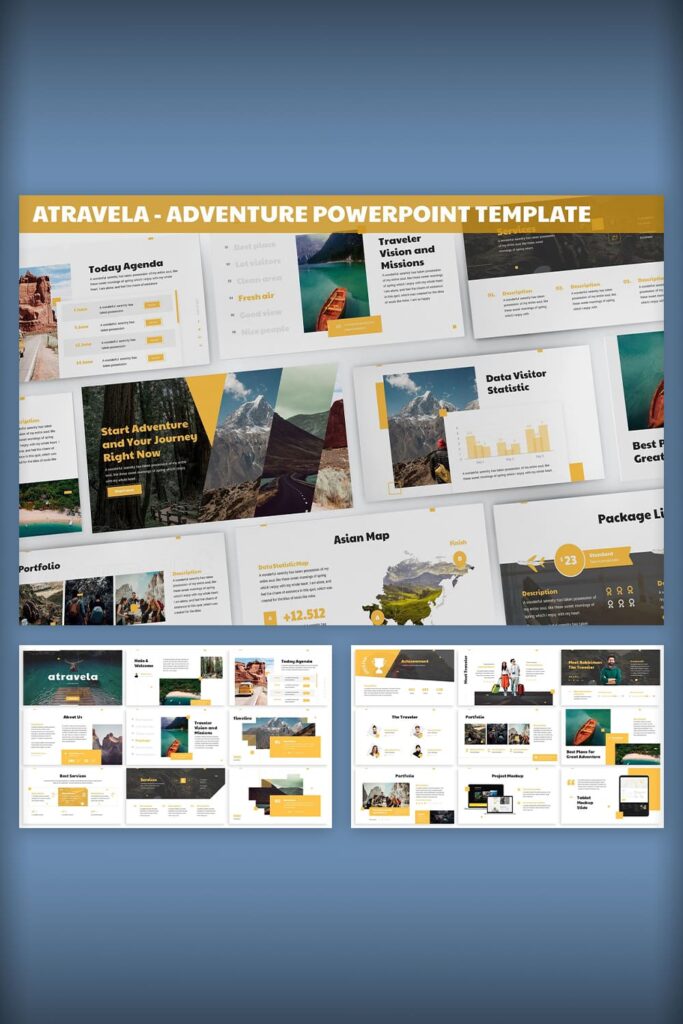 Atravela - Adventure Powerpoint Template Pinterest preview.