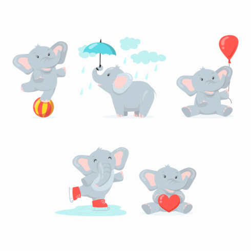 baby elephant svg bundle preview image.
