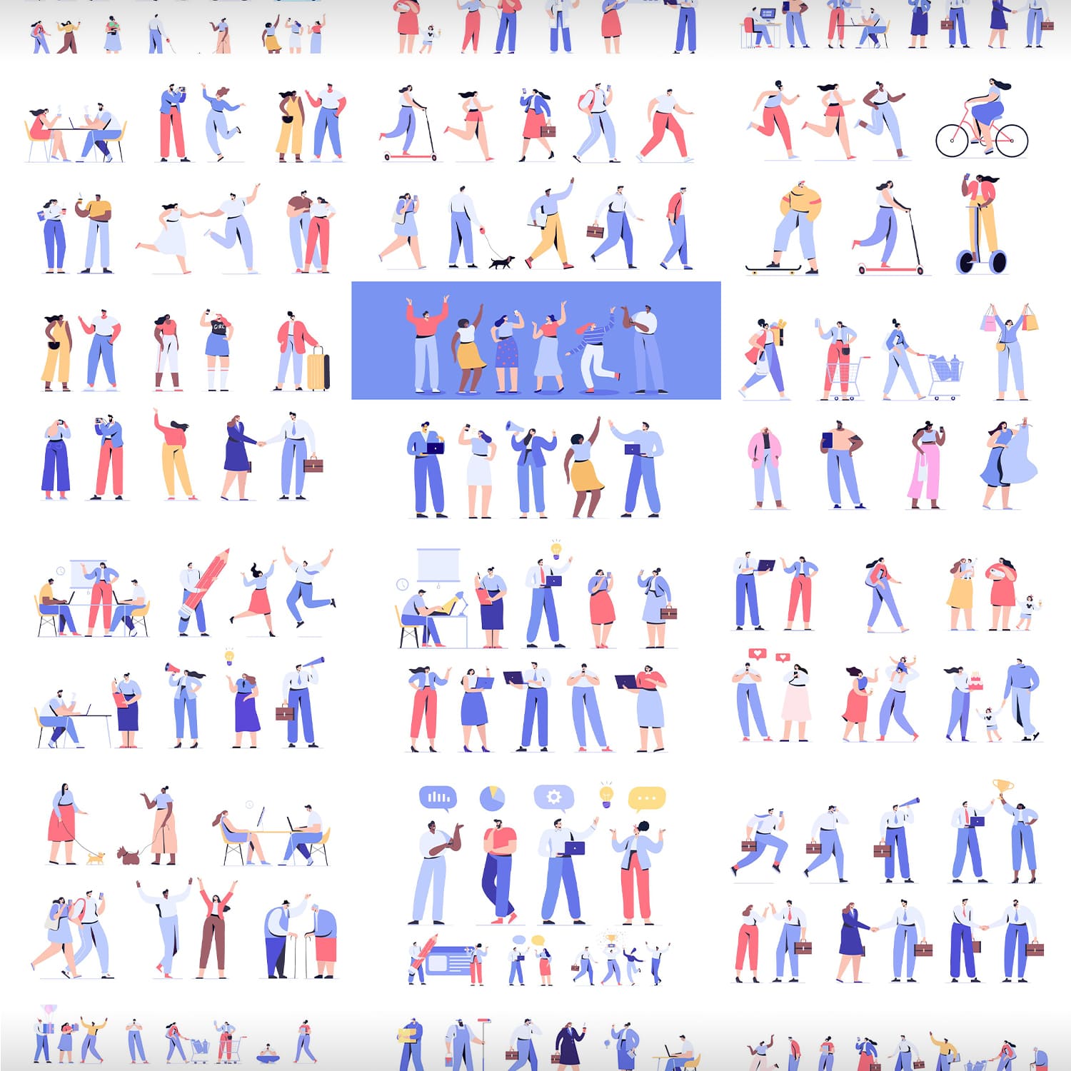 big vector set of people characters preview image.