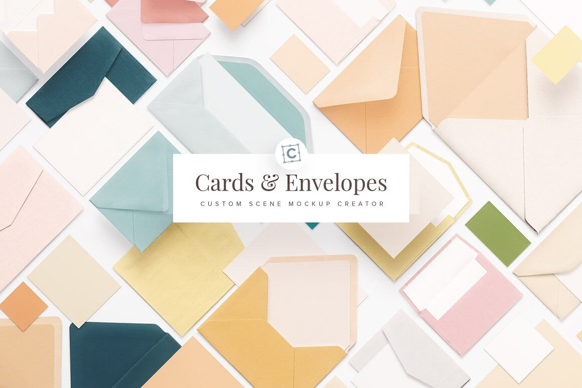 Cards and Envelopes Mockup Scene Creator Cover Custom Scene.