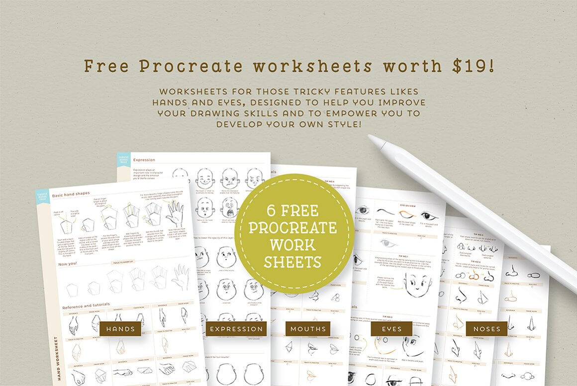 6 Free Procreate Work Sheets.