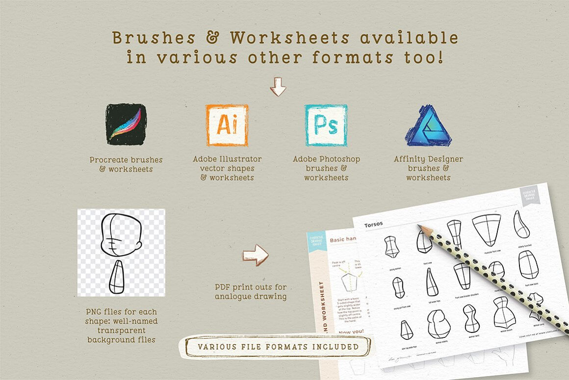 Brushes and Worksheets Available in Various Other Formats.