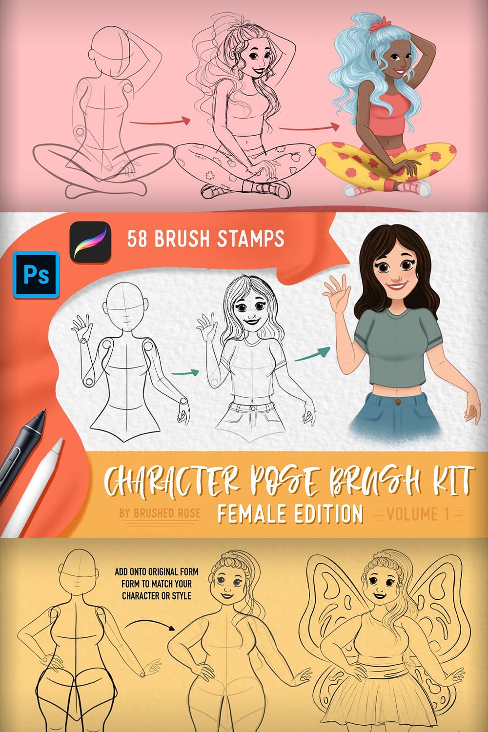 character pose brush kit pinterest image.