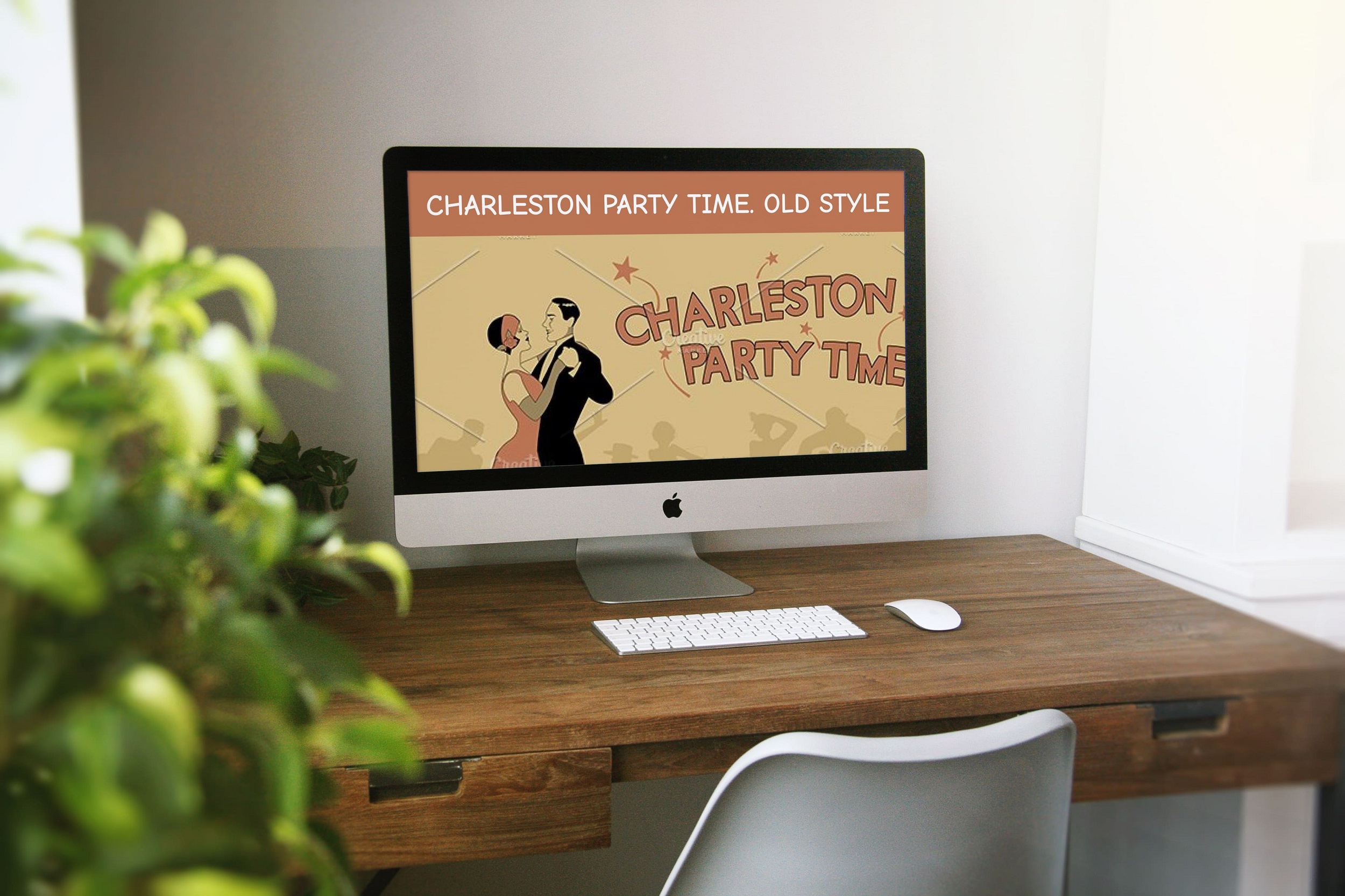 charleston party time. old style desktop mockup