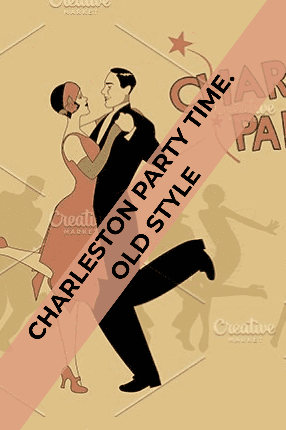 charleston party time. old style pinterest image.