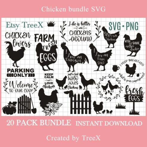 The chicken bundle svg bundle includes farm animals.