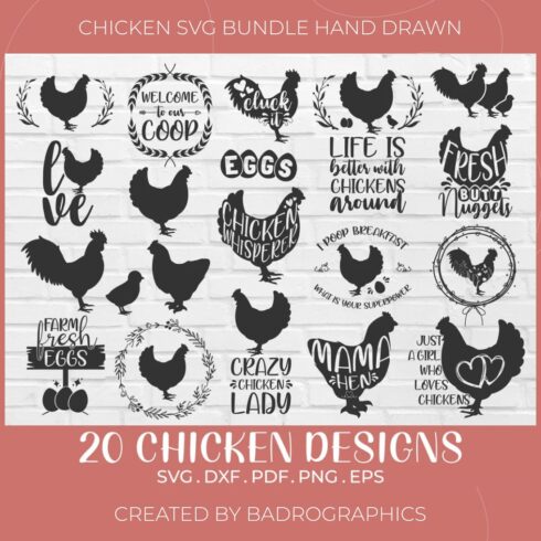 chicken svg bundle hand drawn cover image.