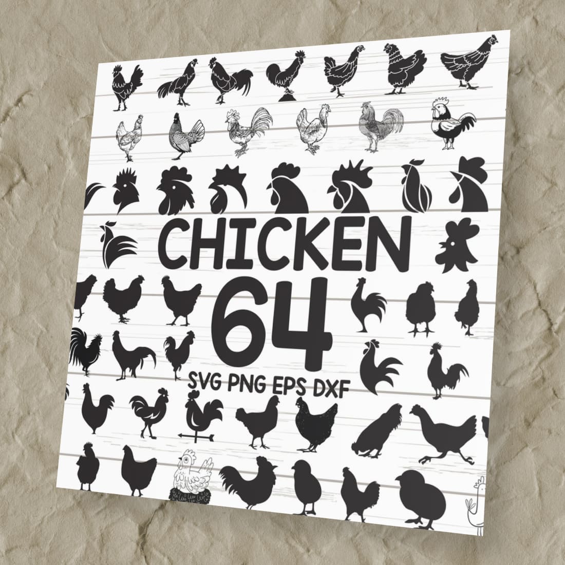 Bunch of chickens are on a piece of paper.