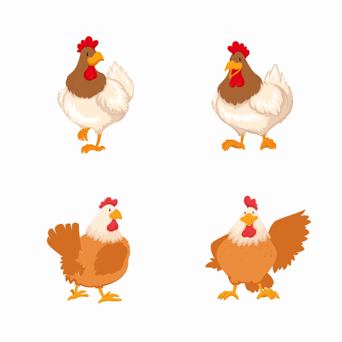 Group of chickens standing next to each other.