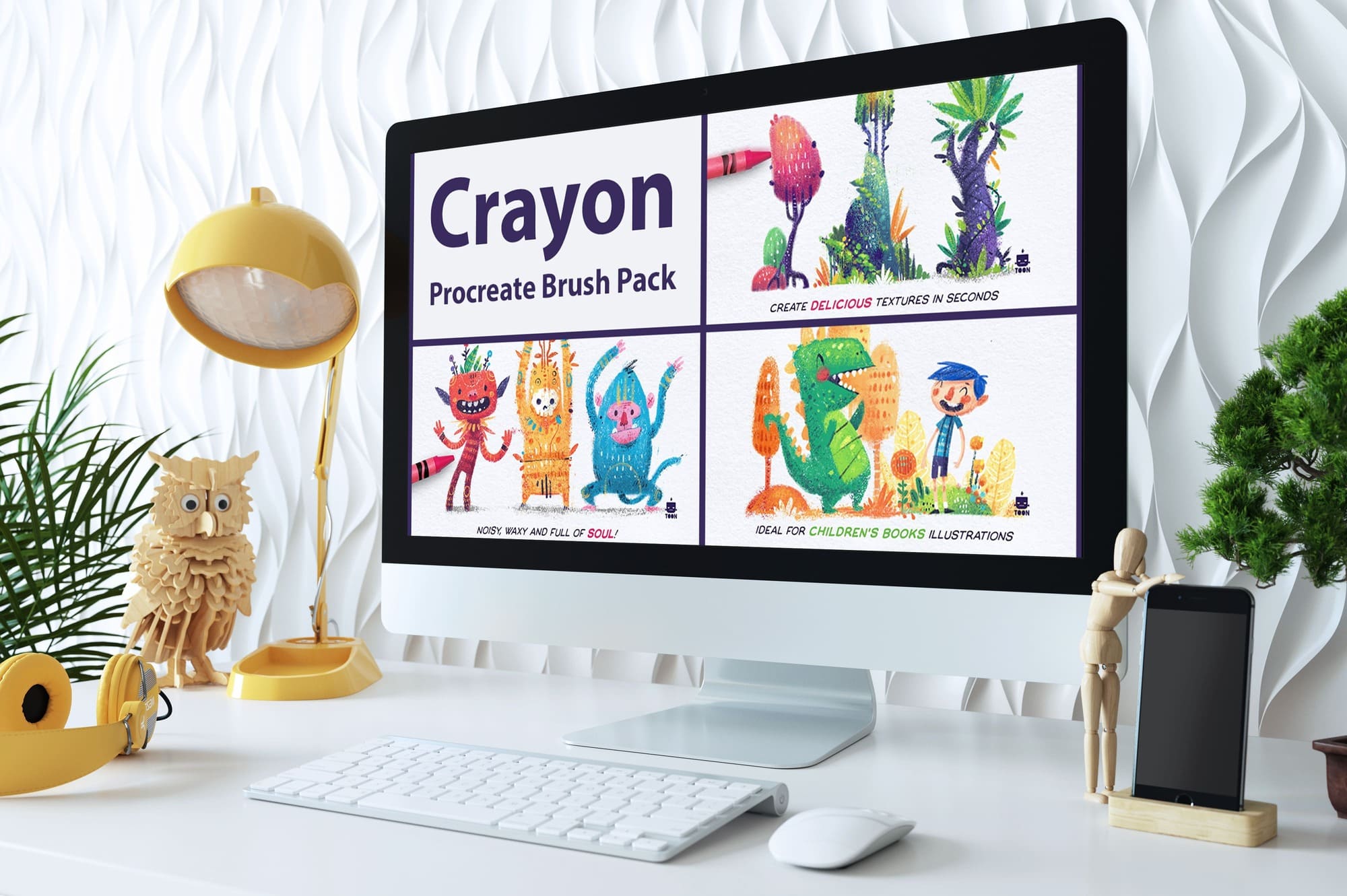 Crayon Procreate Brush Pack On The Monoblock.