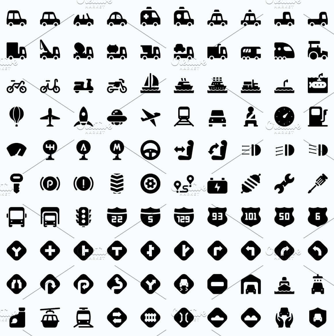 Preview transportation, Roundies 2200 Solid Icons.