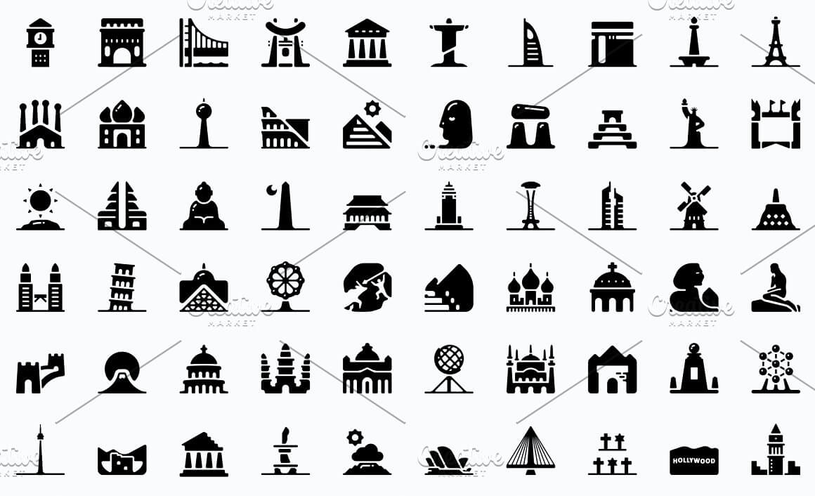 Preview world monuments, Roundies 2200 Solid Icons.