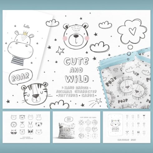 cute animals character calendar cover