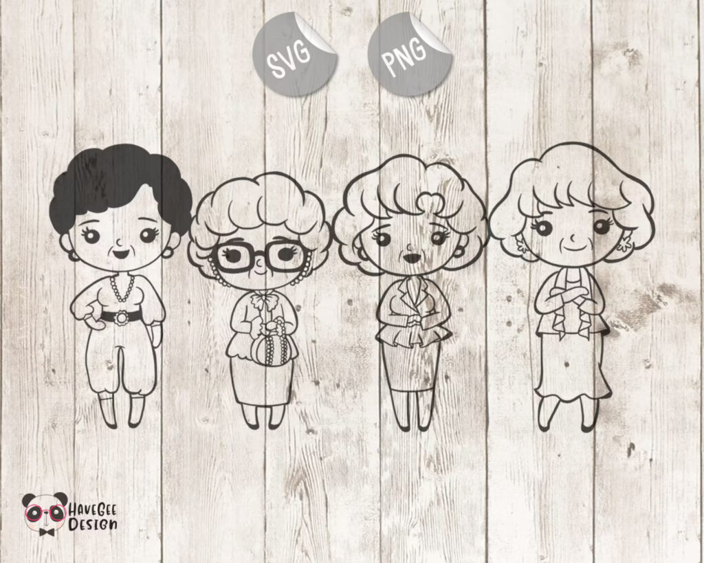 Cute golden girls SVG and PNG files preview.