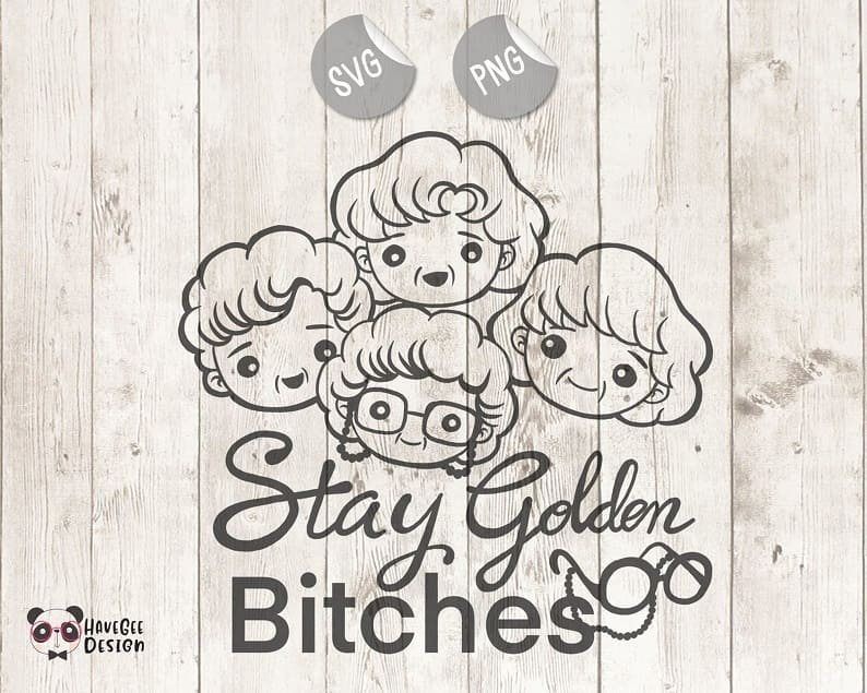 Cute golden girls SVG and PNG files preview.