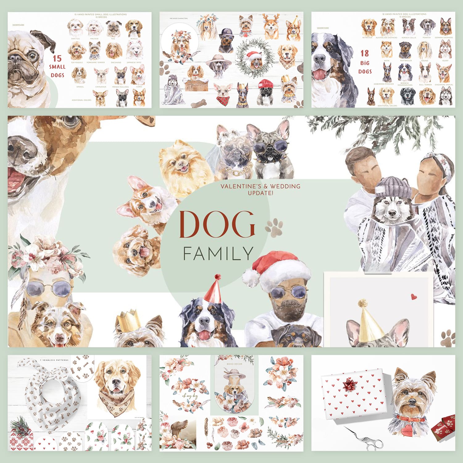dog family character creator clipart cover image.