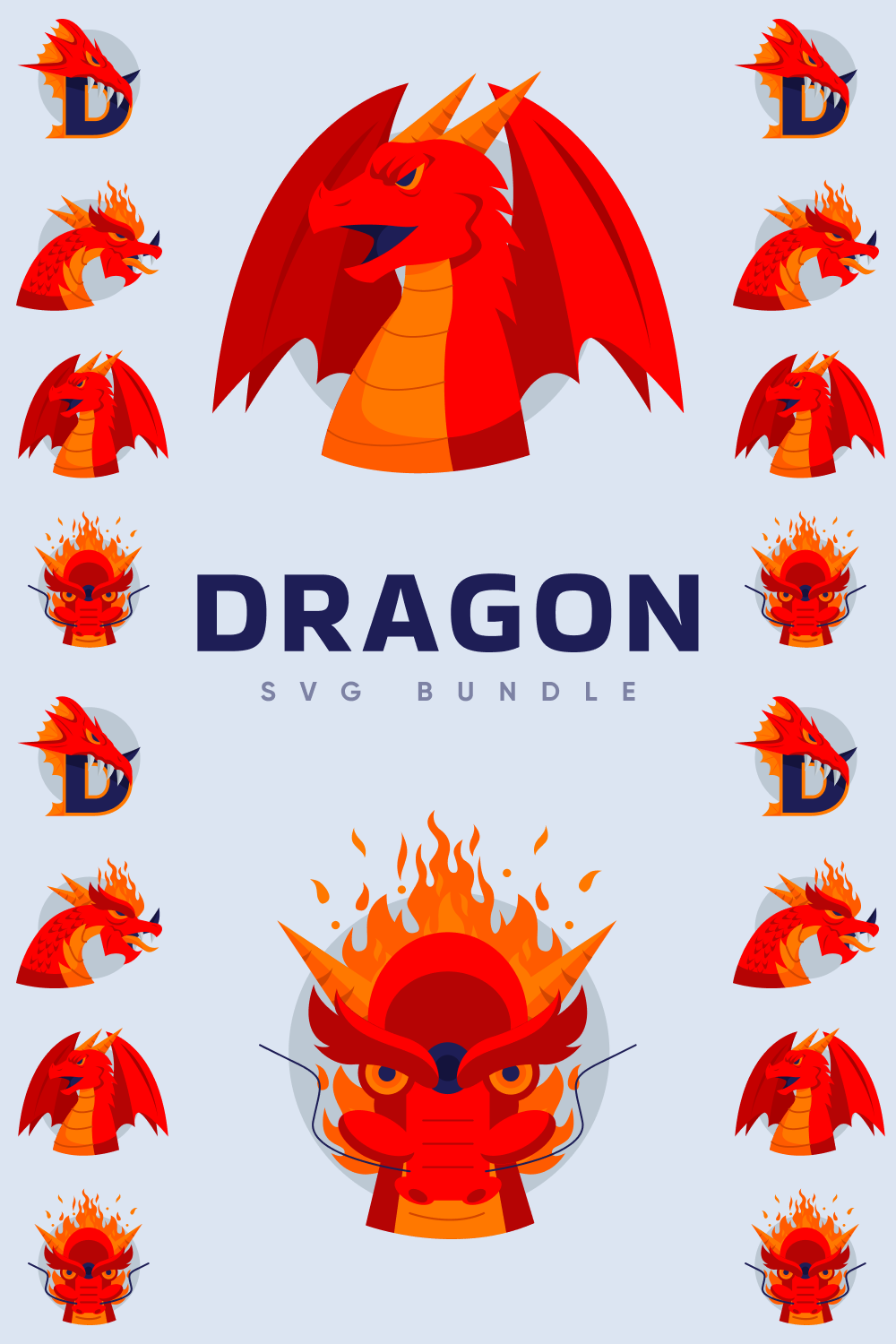 Red dragon surrounded by other red dragon heads.