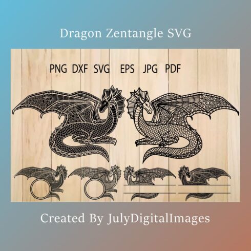 Dragon and a dragon on a wooden background.