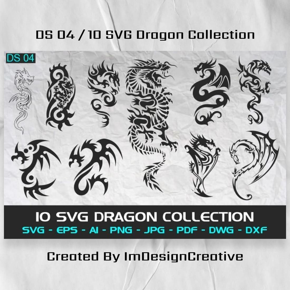 Bunch of dragon tattoos on a piece of paper.
